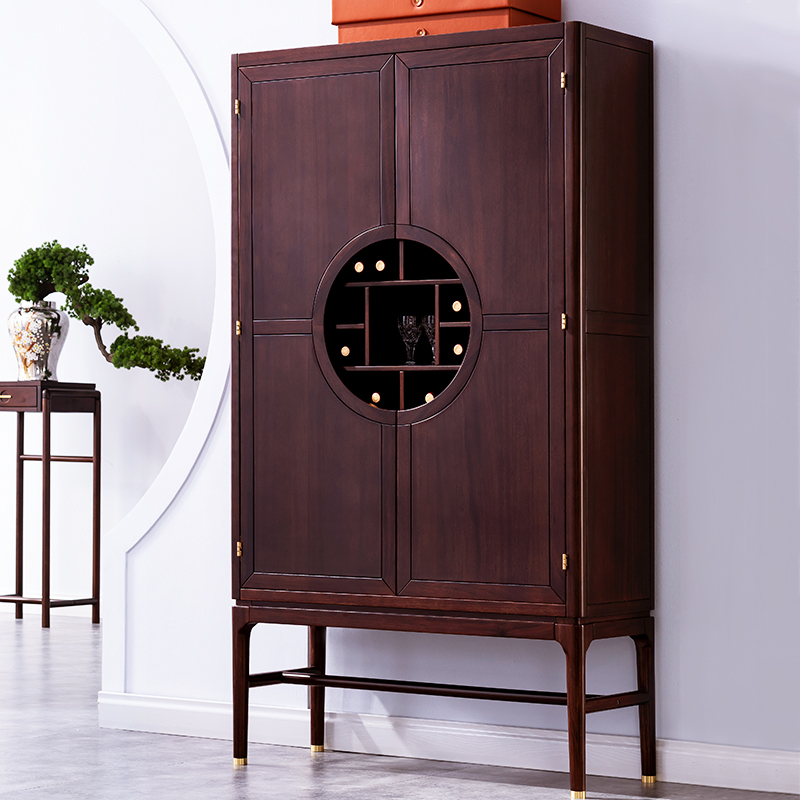 【光明家具】進口紅斑馬木實木酒柜 新中式餐廳兩門酒柜909-3301-99 【光明家具】進口紅斑馬木實木酒柜 新中式餐廳兩門酒柜909-3301-99